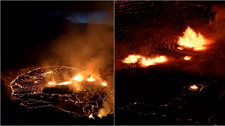 Cod rosu in Hawaii dupa eruptia vulcanului Kilauea Imagini spectaculoase surprinse in zona Video
