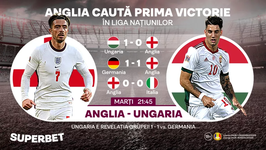 Anglia  Ungaria Nationala maghiara o victorie si un egal in ultimele 2 meciuri directe cu Anglia