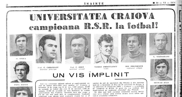Universitatea Craiova titlu 1974