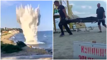 Doi barbati ucisi de o mina pe o plaja din Odesa Momentul exploziei surprins de camere Video