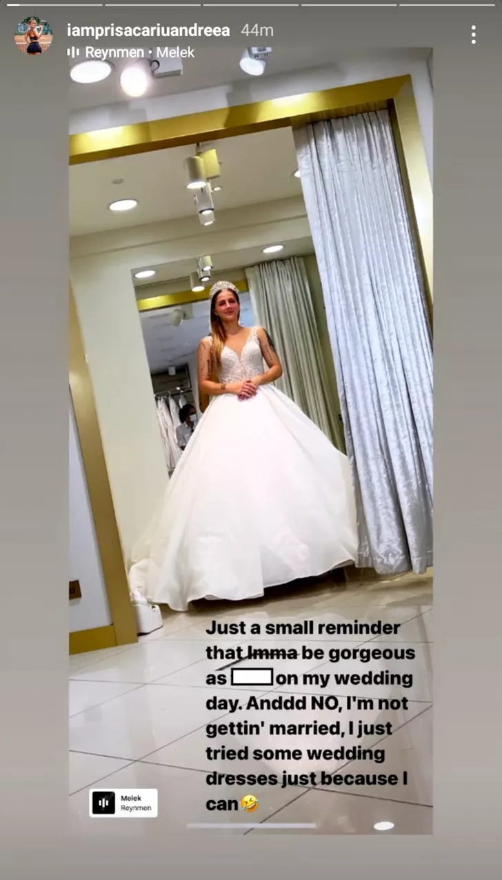 Andreea Prisăcariu, în rochi de mireasă pe Instagram