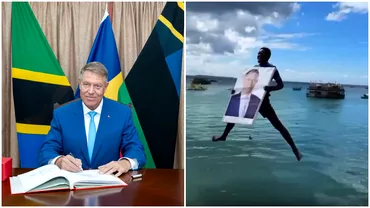 Imagini bizare din timpul turneului african al lui Iohannis Localnicii din Zanzibar sau aruncat in apa cu tabloul presedintelui Video