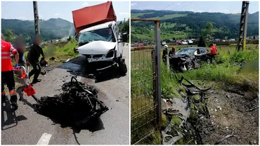Grav accident in Suceava Cinci persoane ranite dupa impactul dintre doua masini imagini cumplite pe sosea