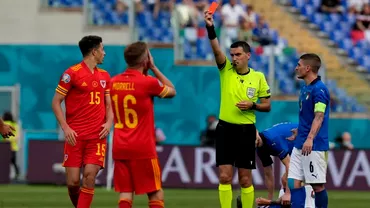 Ovidiu Hategan singurul arbitru de la Euro 2020 care a aratat cartonase rosii Pe cine a dat afara in Italia  Tara Galilor