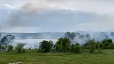 Incendiu in Delta Vacaresti Flacarile au cuprins 30000 de metri patrati 5 autospeciale de pompieri au ajuns la fata locului Update