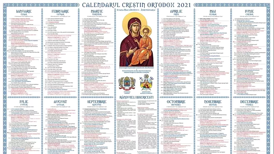 Calendar Ortodox 2021 Cele mai importante sarbatori religioase din fiecare luna