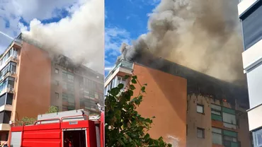 Video Un penthouse dintrun complex rezidential din Voluntari in flacari Pompierii au intervenit pentru stingerea incendiului
