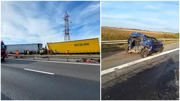 Tragedie pe autostrada cinci morti intrun cumplit accident pe A1 BucurestiPitesti O masina a fost strivita de doua tiruri Update