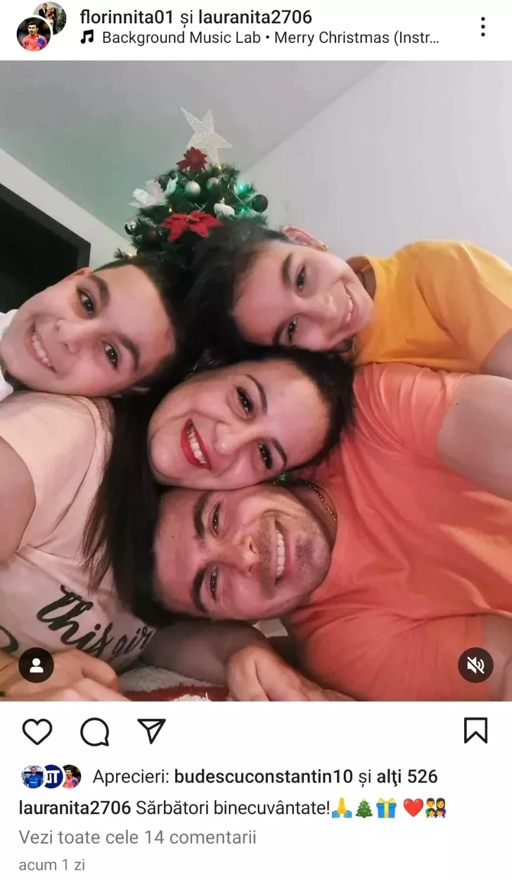 Florin Niță, alături de soție și copii de Crăciun