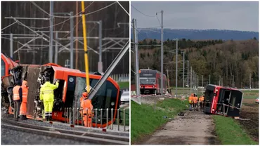 Doua trenuri au deraiat aproape simultan in Elvetia din cauza vantului Mai multe persoane au fost ranite