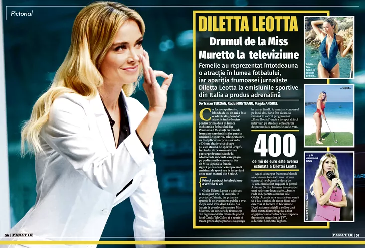 pagini cu Diletta Leotta in revista Fanatik din aprilie