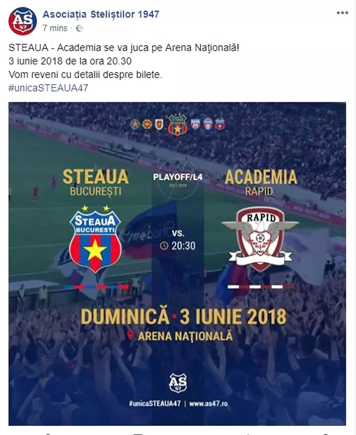 Steaua - Rapid, pe Arena Naţională