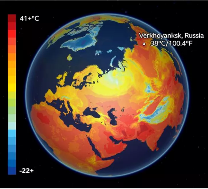 Temperaturile de la Cercul Polar de Nord. Sursa. BBC