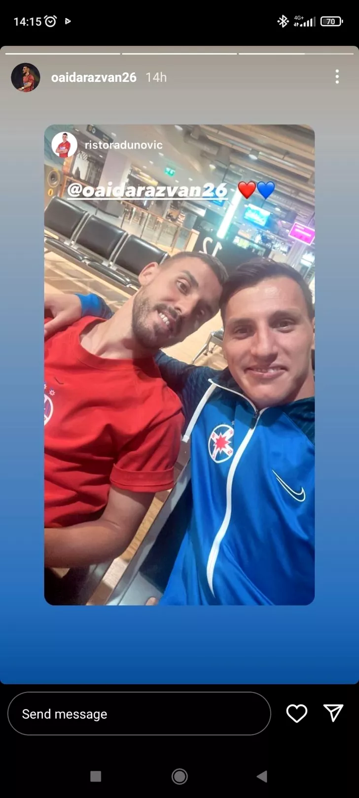 Risto Radunovic, selfie în aeroport cu Răzvan Oaidă