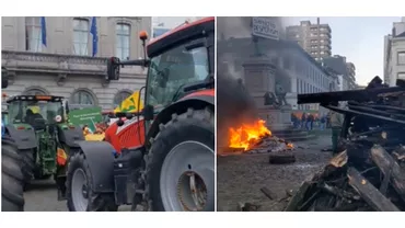 Proteste violente ale fermierilor la Bruxelles Agricultorii forteaza intrarea in Parlamentul European Video
