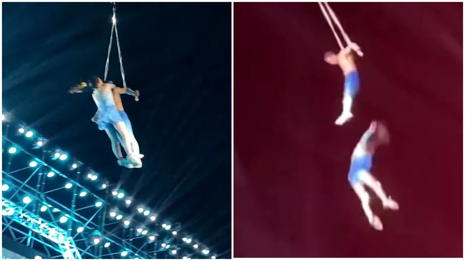 Scene socante la circ Mai multi acrobati au cazut de la inaltime din cauza unei trambuline care sa rupt