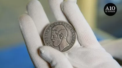 O monedă de 5 lei din 1881, scoasă la licitație pentru o sumă...