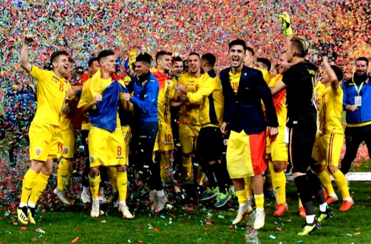 Bucuria jucătorilor României U21 după calificarea la EURO 2019