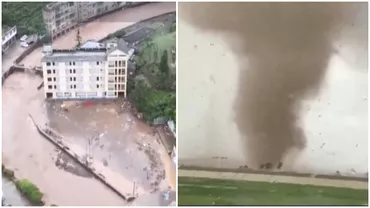 Fenomene extreme in China Inundatii si tornade devastatoare Zeci de case distruse 3 oameni au murit iar alti 13 sunt raniti