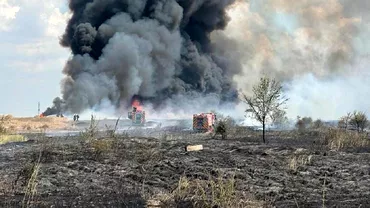 Incendiu de proportii langa Bucuresti Zece hectare de teren au fost cuprinse de flacari doua persoane au facut atac de panica Update