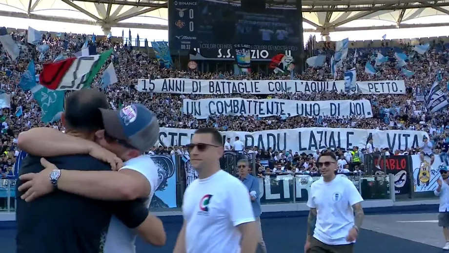 Stefan Radu in lacrimi la ultimul sau meci pe Stadio Olimpico Mesajul emotionant dedicat de ultrasii lui Lazio Foto si video