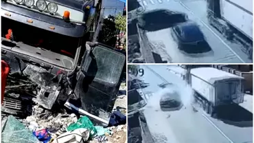 Video Accident cumplit cu doi morti surprins de camerele de supraveghere Doua masini sau ciocnit de un camion