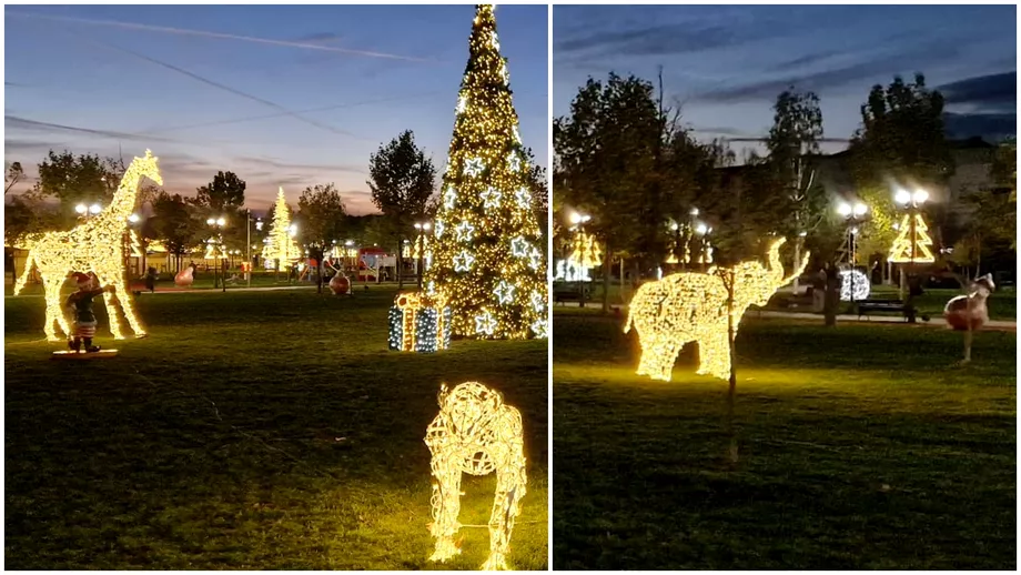 Orasul din Romania in care autoritatile sau facut de ras Lau impodobit pentru Craciun cu decoratiuni din Africa o girafa un elefant si un tigru