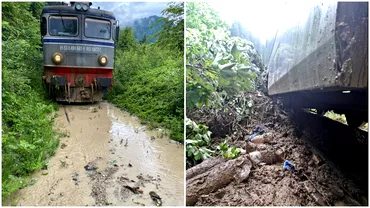 Doua trenuri cu 400 de pasageri blocate in Suceava Calea ferata acoperita de aluviuni intervin echipele ISU