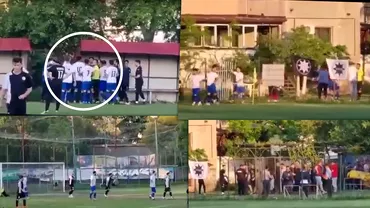 Haos in fotbalul romanesc Batai si sange pe teren la derbyul pentru promovare Video