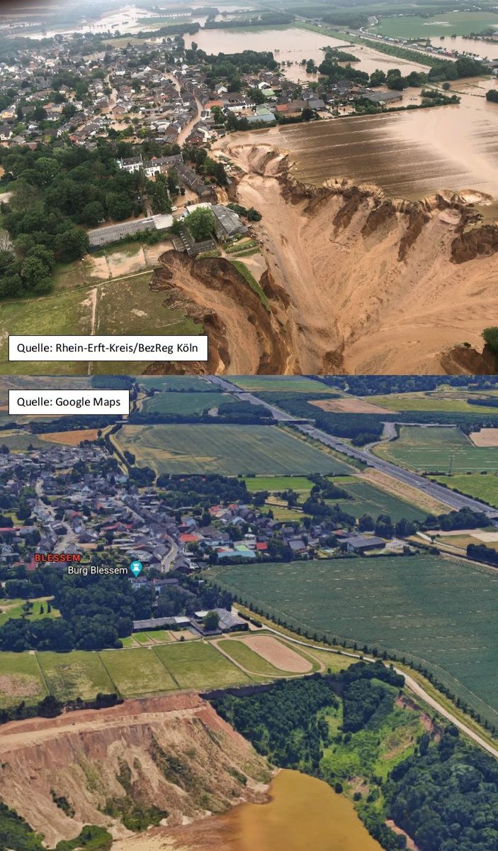 Înainte și după alunecarea de teren