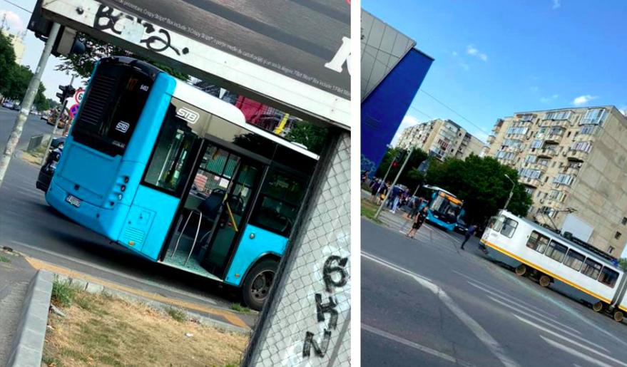 Coliziune între un tramvai și un autobuz în București. Trei persoane au fost rănite