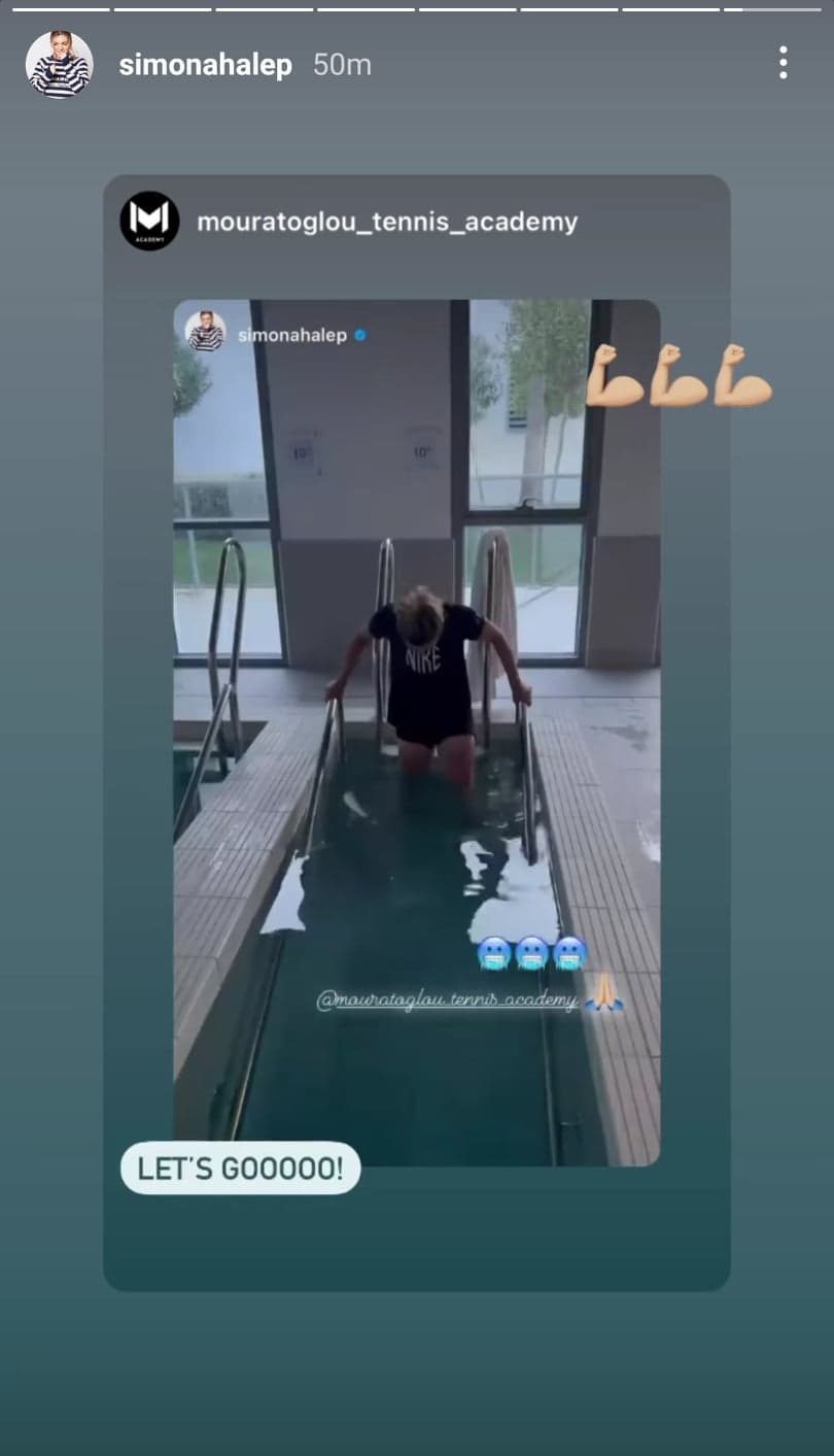 Simona Halep, în piscina de recuperare
