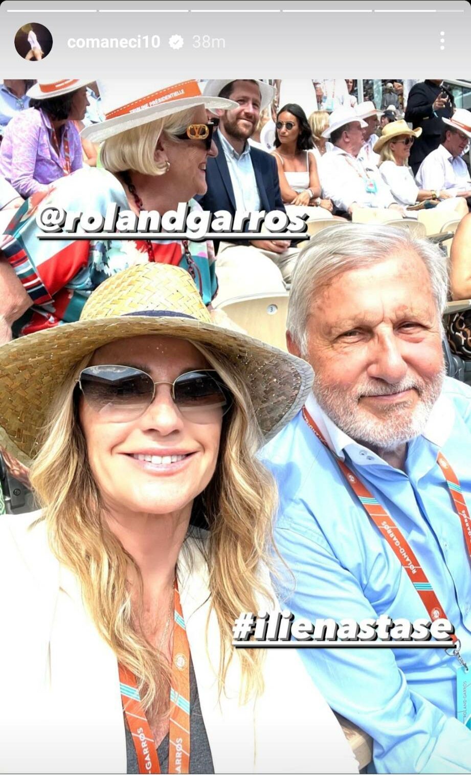 Nadia Comăneci, alături de Ilie Năstase la Roland Garros