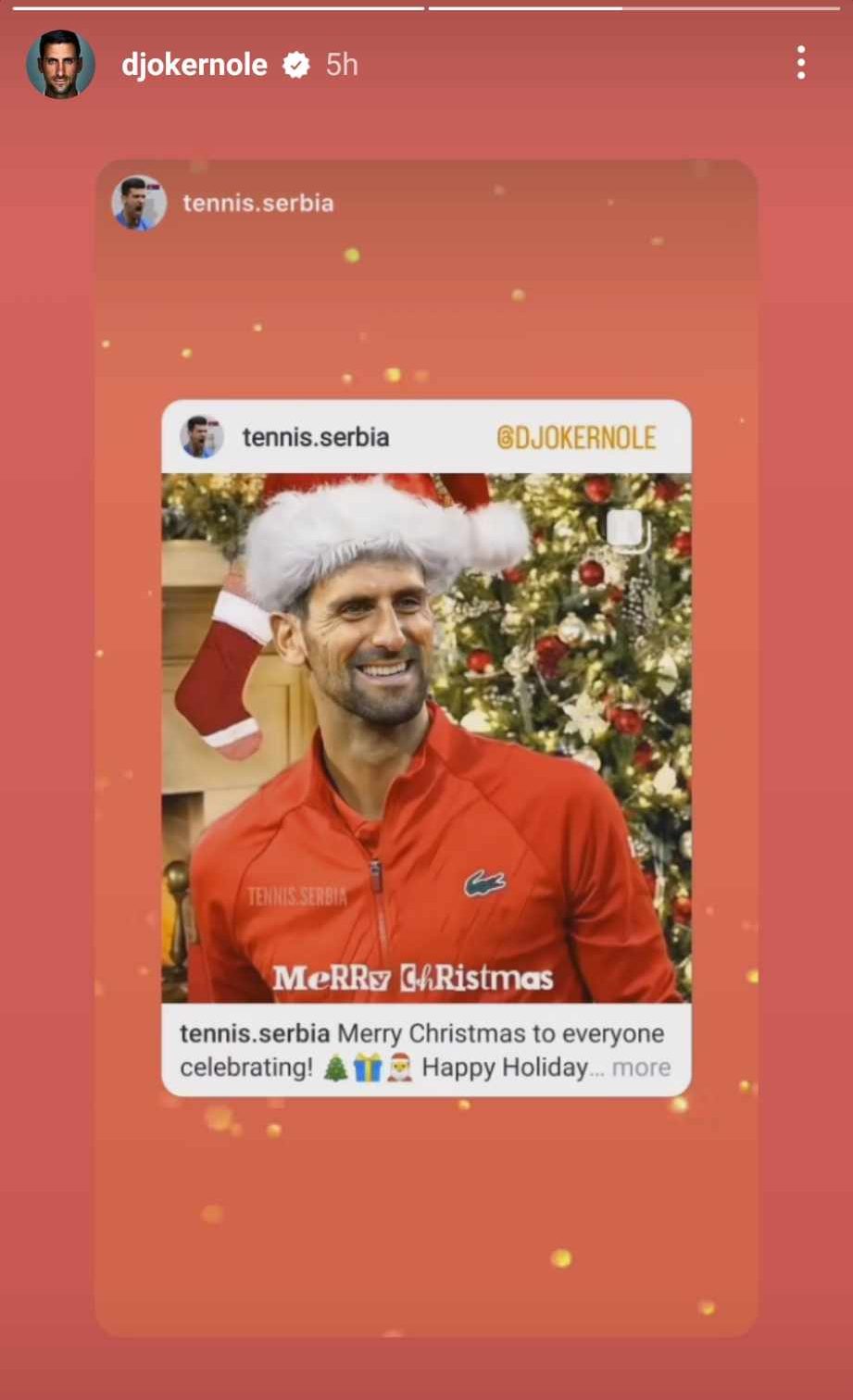 Novak Djokovic, mesaj de Crăciun